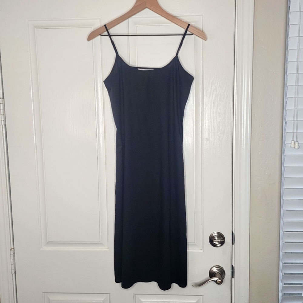 The GREAT. 100% Bemberg Cupro Slip Dress | Black | Size 1